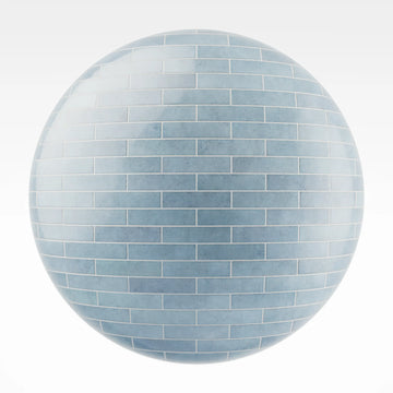 Zellige Blue Lagoon Brickbond Tile PBR Texture - Sphere Swatch Preview | Superellipse