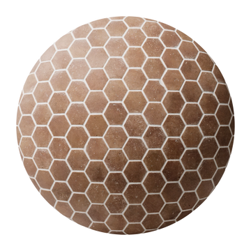 Traditional Tuscan Terracotta Hex Tiles PBR Texture - Sphere Swatch Preview | Superellipse