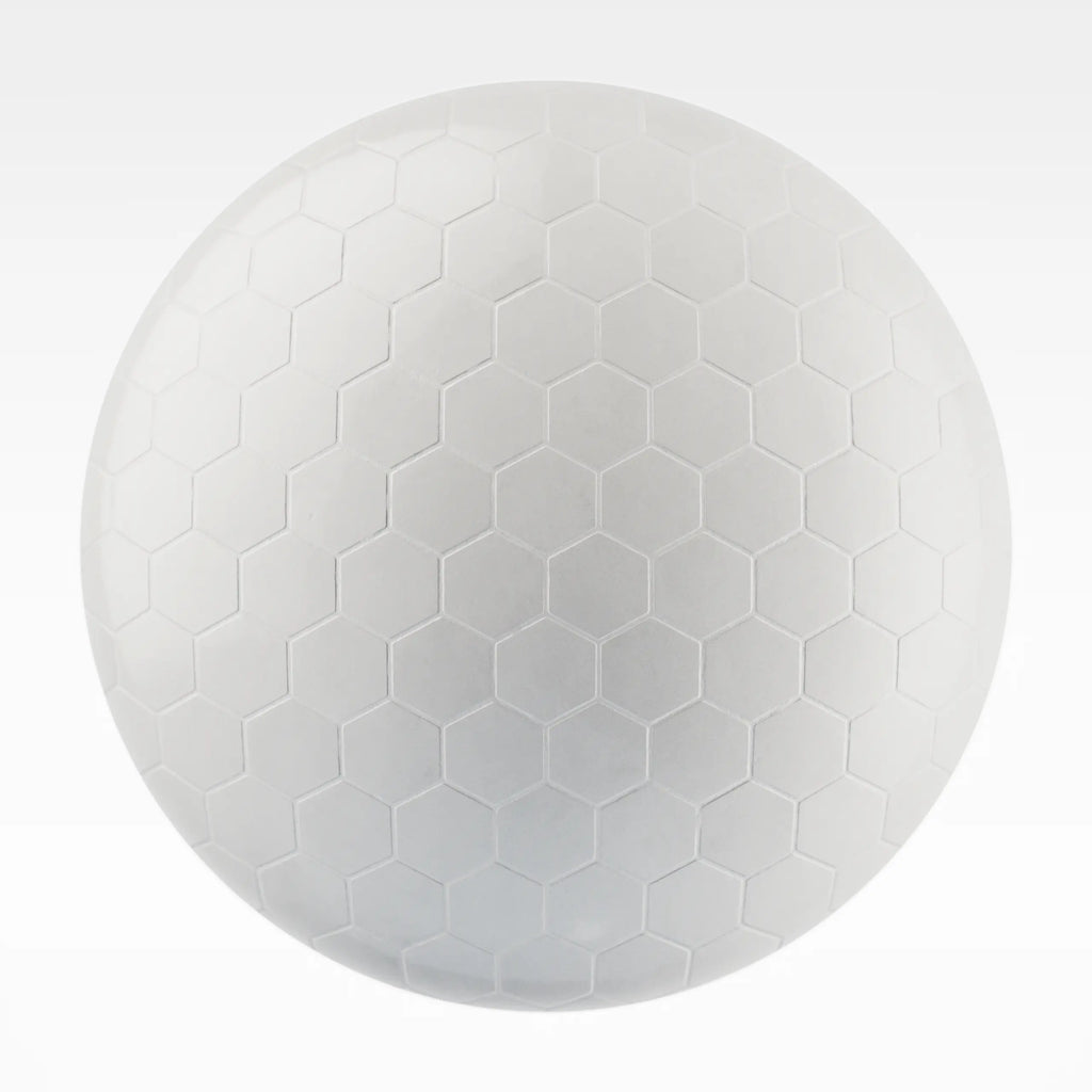 Zellige Pure White Hex Tile PBR Texture - Sphere Swatch Preview | Superellipse