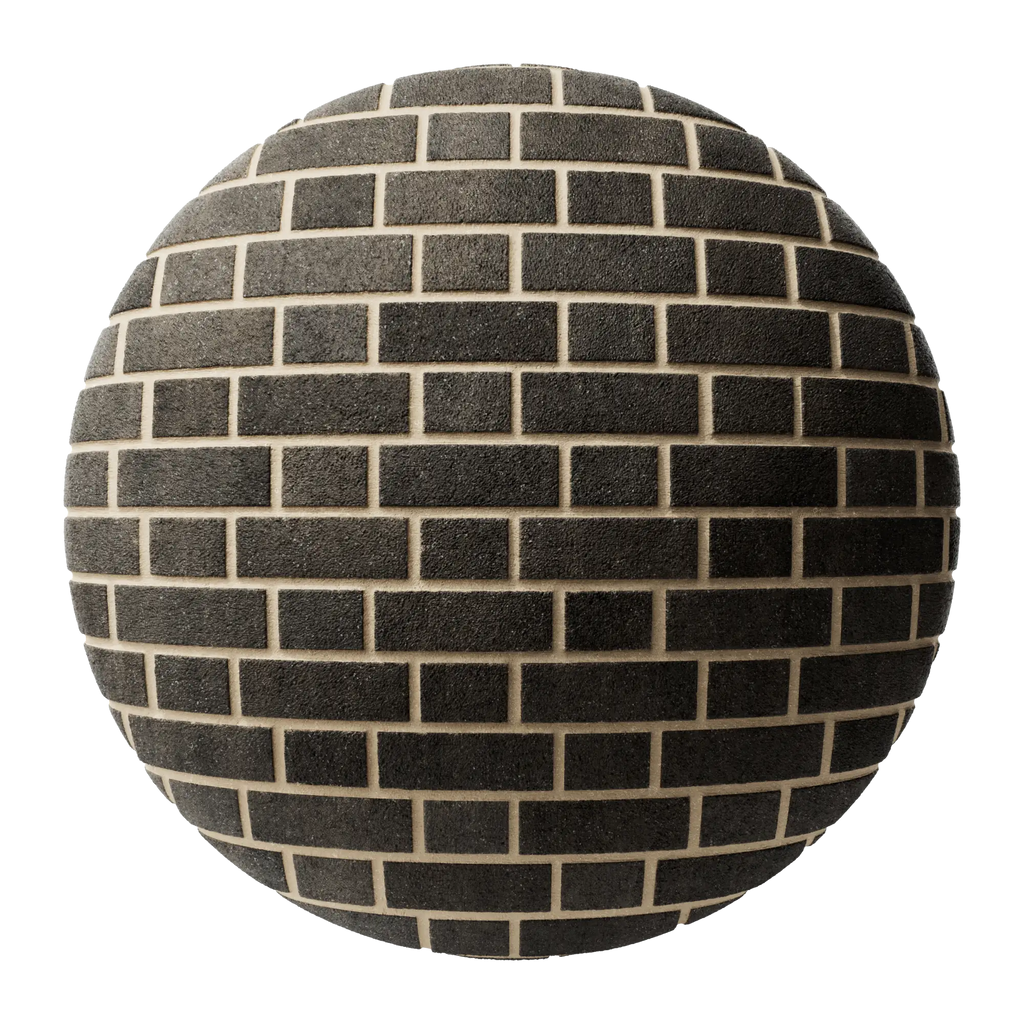 Belden Black Sandfaced Brick Flemish Bond PBR Texture - Sphere Swatch Preview | Superellipse