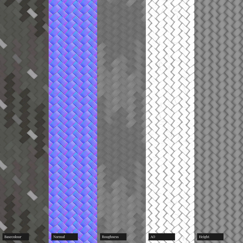 Storm Grey Braided Cord PBR Texture - Example Scene Visualization | Superellipse