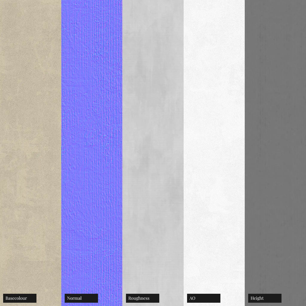 Vertical Combed Stucco Plaster PBR Texture - Example Scene Visualization | Superellipse
