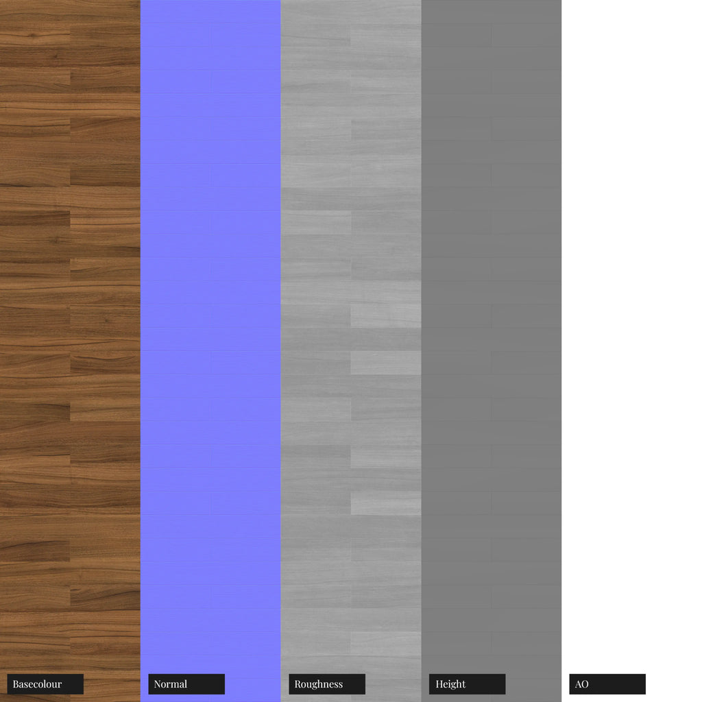 Teak Brick Bond Parquet Wood Floor PBR Texture - Example Scene Visualization | Superellipse