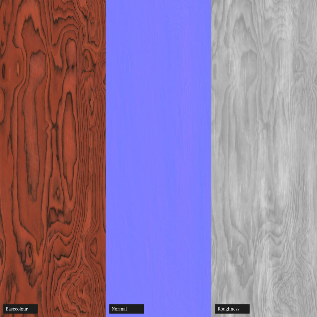 Sottsass Red Dyed Wood Veneer PBR Texture - Example Scene Visualization | Superellipse