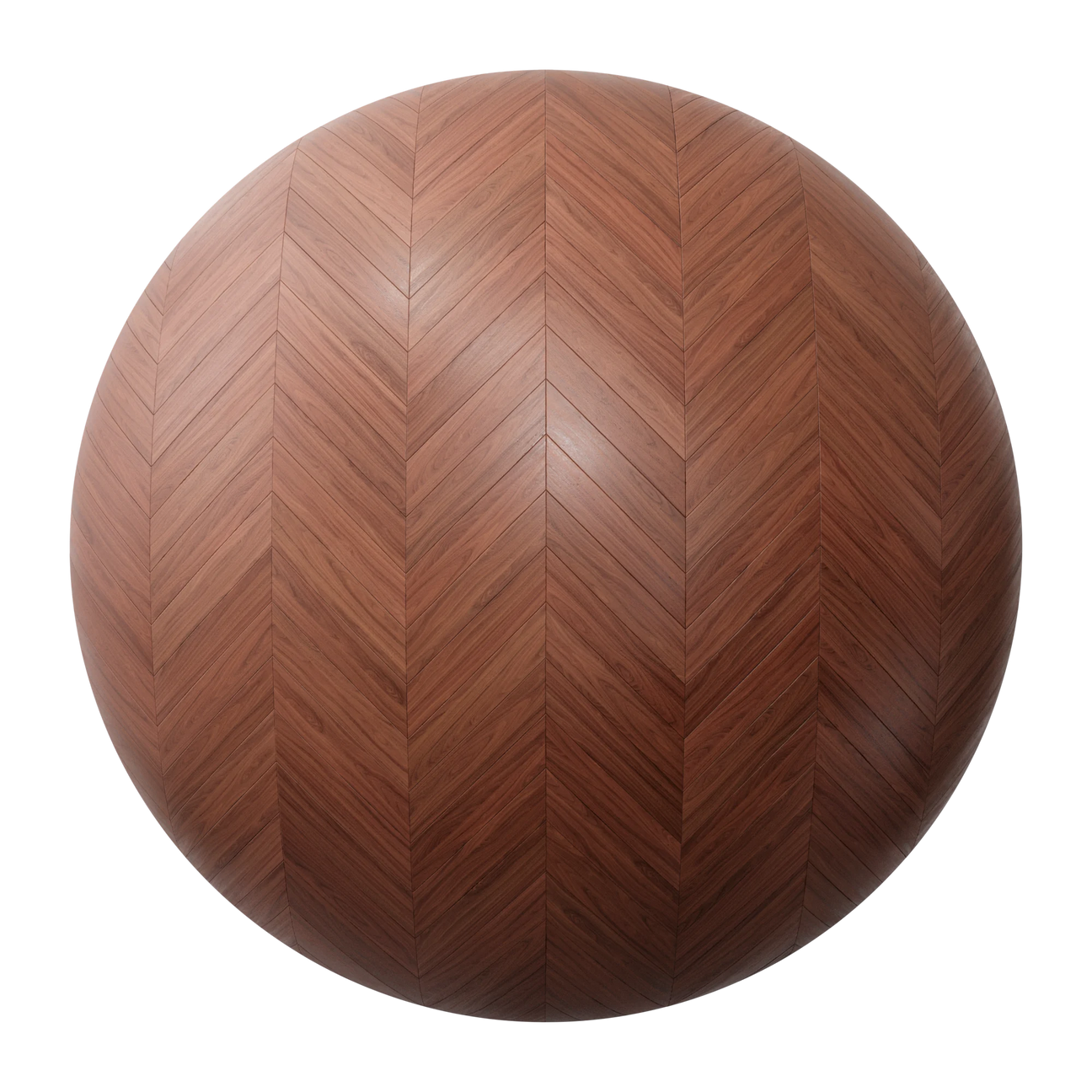 Red Mahogany Chevron Parquet Wood Floor PBR Texture - Sphere Swatch Preview | Superellipse