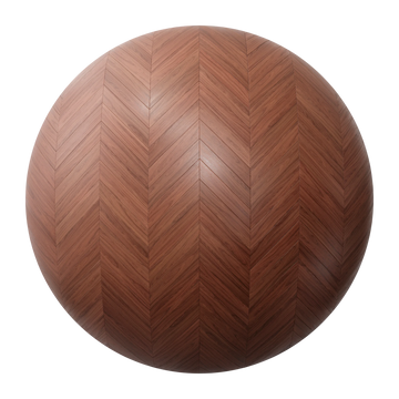 Red Mahogany Chevron Parquet Wood Floor PBR Texture - Sphere Swatch Preview | Superellipse