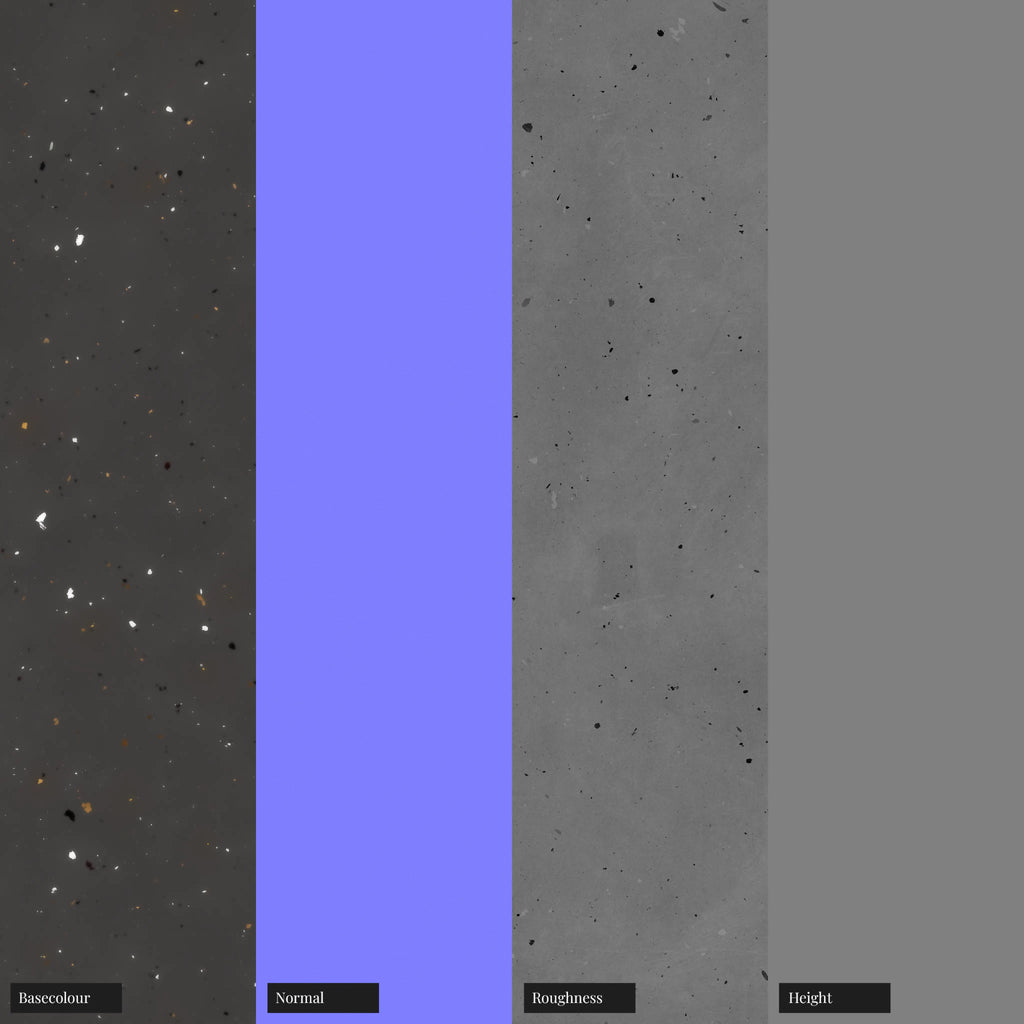 Deep Cocoa Recycled Terrazzo Plastic Small PBR Texture - Example Scene Visualization | Superellipse