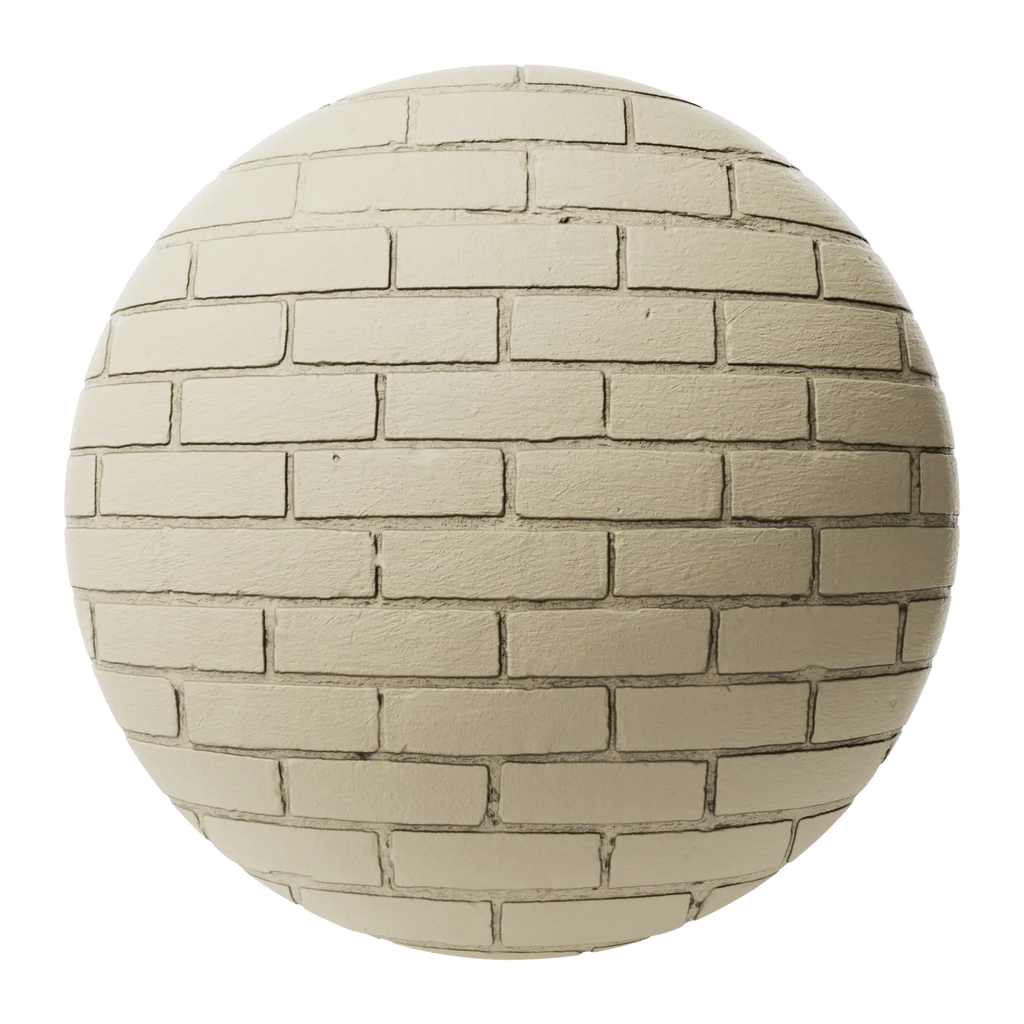 Contemporary Painted Brick Hay Yellow PBR Texture - Sphere Swatch Preview | Superellipse
