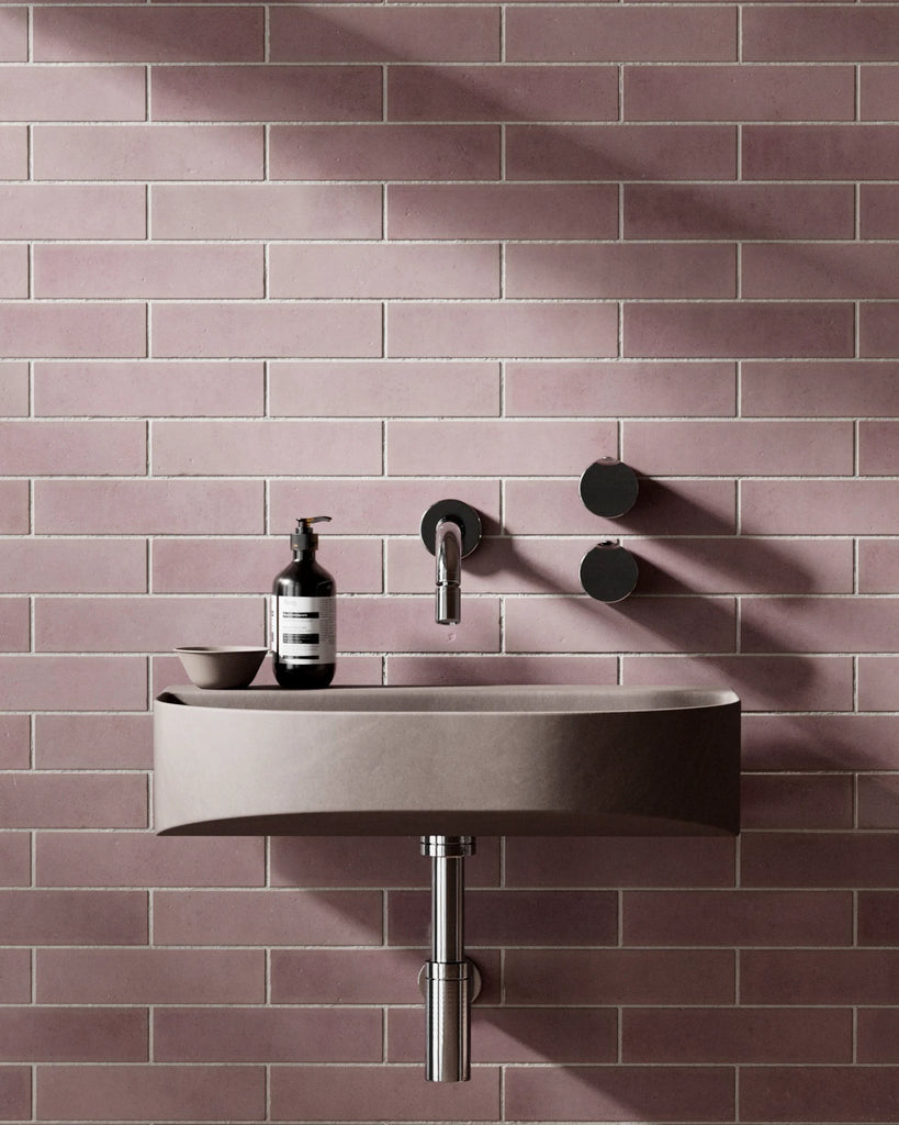 Zellige Soft Lilac Brickbond Tile PBR Texture - Example Scene Visualization | Superellipse