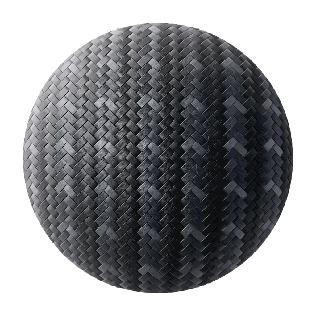 Graphite Grey Nylon Fine Woven Cord PBR Texture - Sphere Swatch Preview | Superellipse