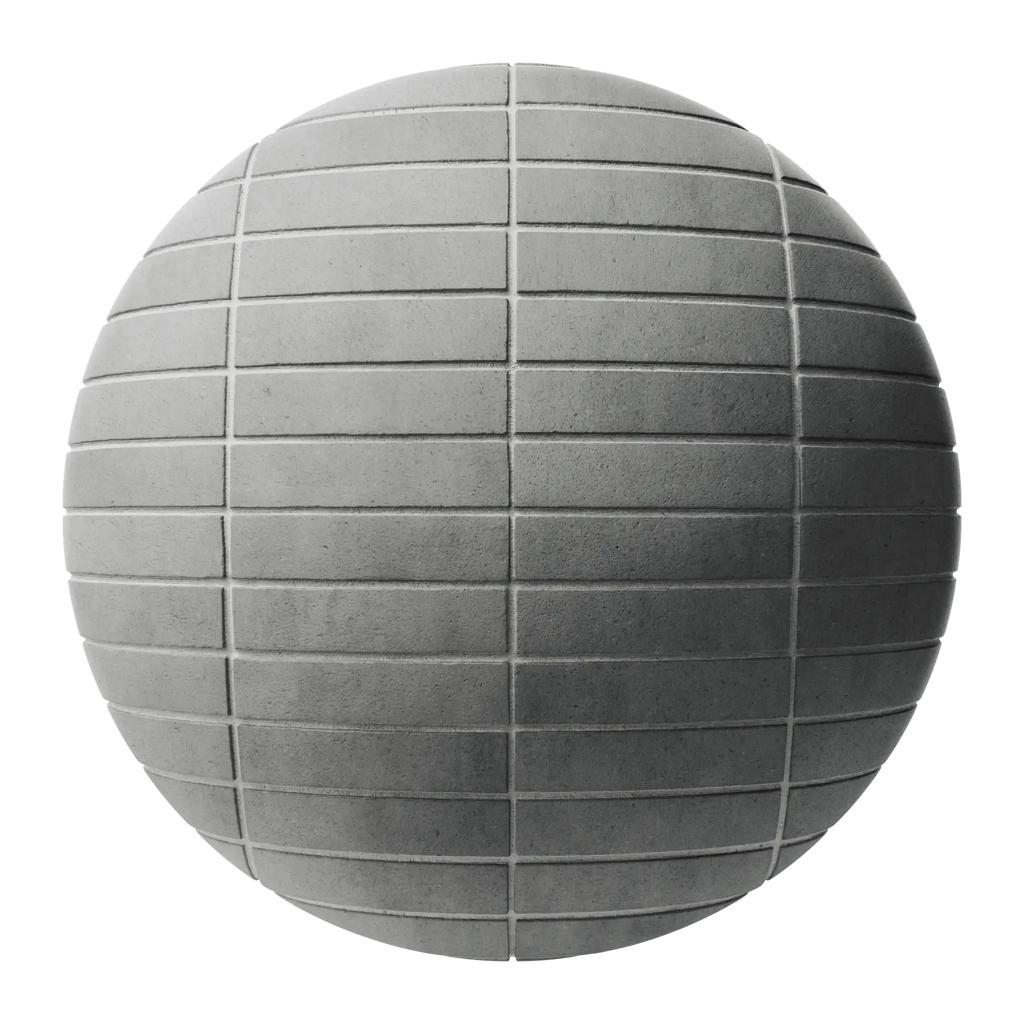 Concrete Architectural Brick Stack Bond PBR Texture - Sphere Swatch Preview | Superellipse