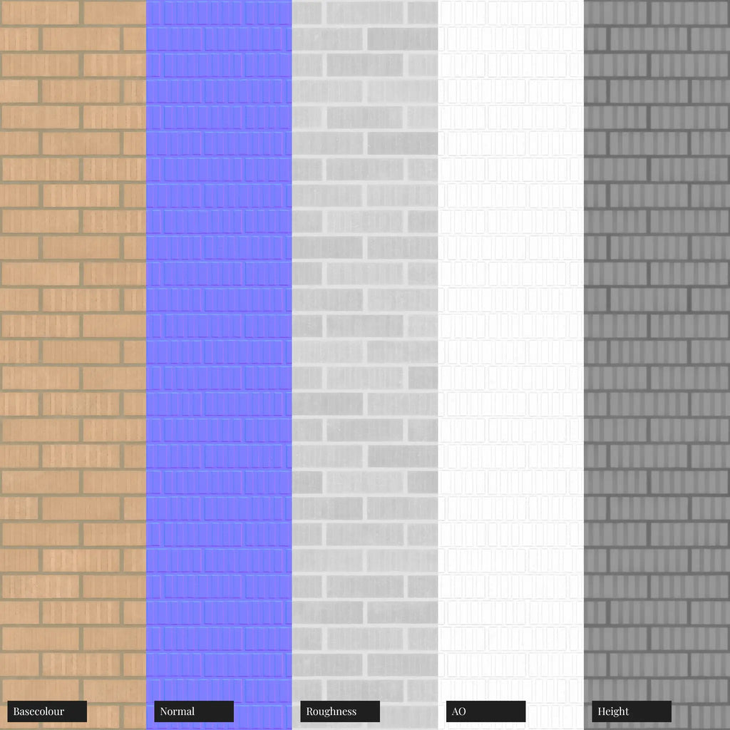 Grooved Buff Brick Facade Running Bond PBR Texture - Example Scene Visualization | Superellipse