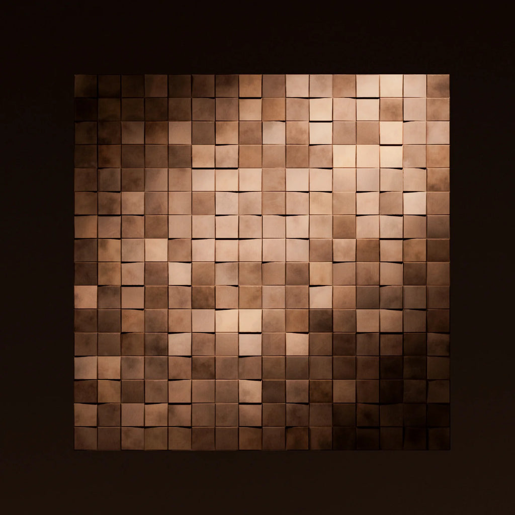 Oxidised Copper Square 3D Metal Panel PBR Texture - Example Scene Visualization | Superellipse