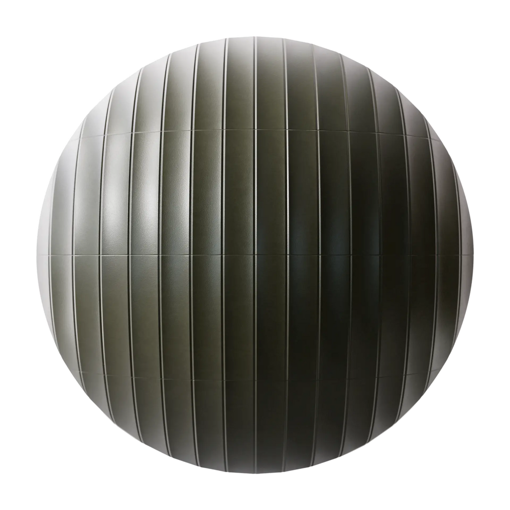 Fluted Forrest Green Textured Tile PBR Texture - Sphere Swatch Preview | Superellipse