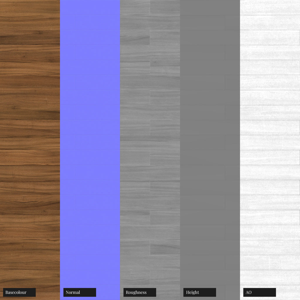 Teak Brick Bond Wood Floor PBR Texture - Example Scene Visualization | Superellipse