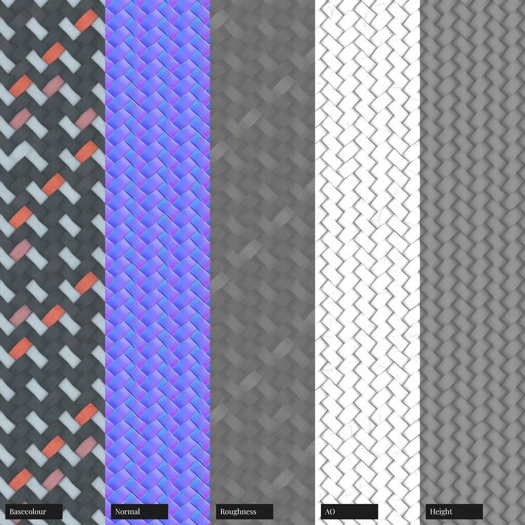 Summit Navy Ember Braided Cord PBR Texture - Example Scene Visualization | Superellipse