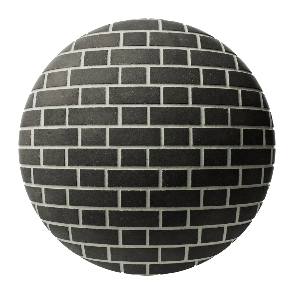 Ironstone Black Flemish Bond Brick PBR Texture - Sphere Swatch Preview | Superellipse