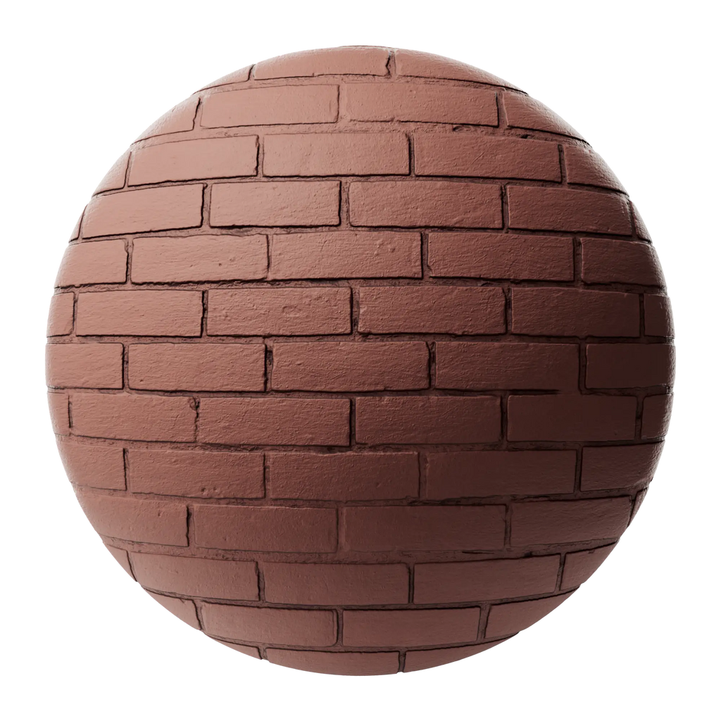 Contemporary Painted Brick Earth Red PBR Texture - Sphere Swatch Preview | Superellipse