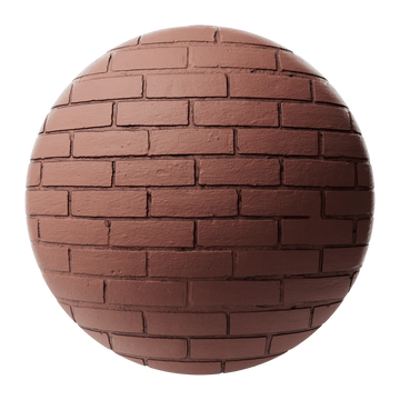 Contemporary Painted Brick Earth Red PBR Texture - Sphere Swatch Preview | Superellipse