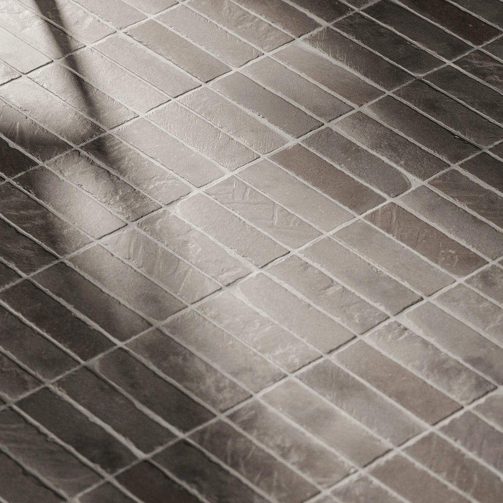 Terracotta Neutral Grey Brick Tiles PBR Texture - Example Scene Visualization | Superellipse