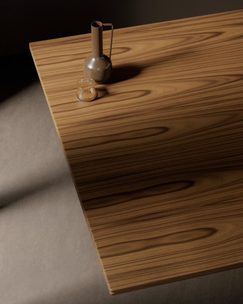 Teak Crown Cut Book Matched Veneer PBR Texture - Example Scene Visualization | Superellipse