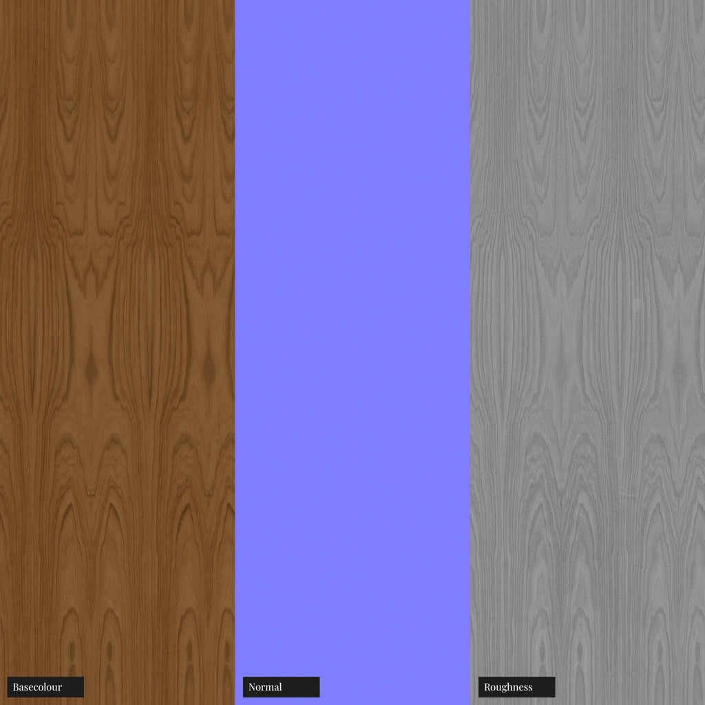 Oak Book Matched Veneer Wood PBR Texture - Example Scene Visualization | Superellipse