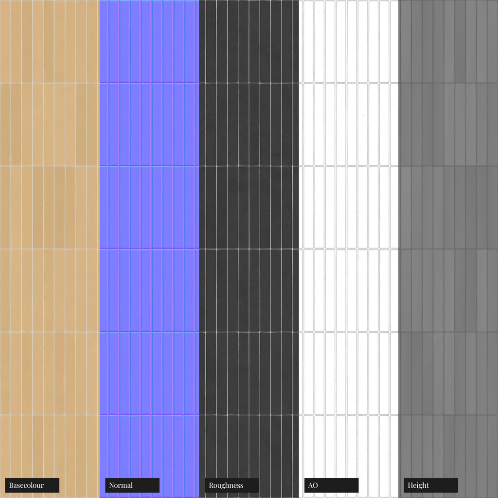 Slim Matte Sunlight Yellow Tile PBR Texture - Example Scene Visualization | Superellipse