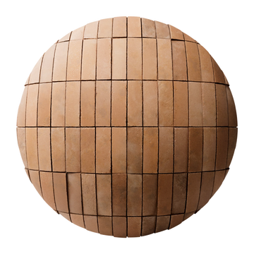 Terracotta Soft Red Clay Dusted Brick Tiles PBR Texture - Sphere Swatch Preview | Superellipse
