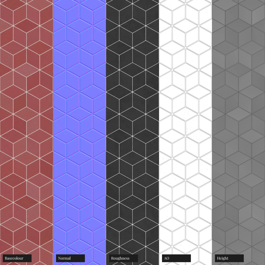 Diamond Rose Velvet Matte Tile PBR Texture - Example Scene Visualization | Superellipse