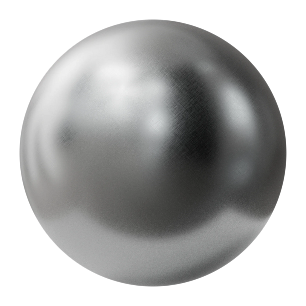 Fine Crosshatch Brushed Silver Metal PBR Texture - Sphere Swatch Preview | Superellipse