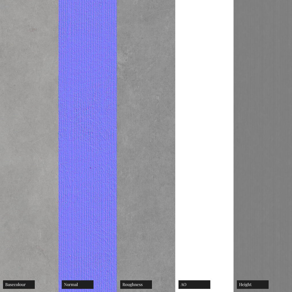 Straight Combed Poured Grey Concrete PBR Texture - Example Scene Visualization | Superellipse