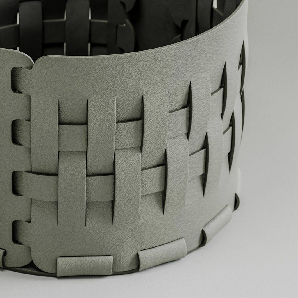 Faux Leather Embossed Grain Deep Sage PBR Texture - Example Scene Visualization | Superellipse