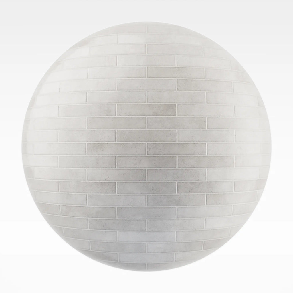 Hoxton Contemporary White Brickbond Tile PBR Texture - Sphere Swatch Preview | Superellipse