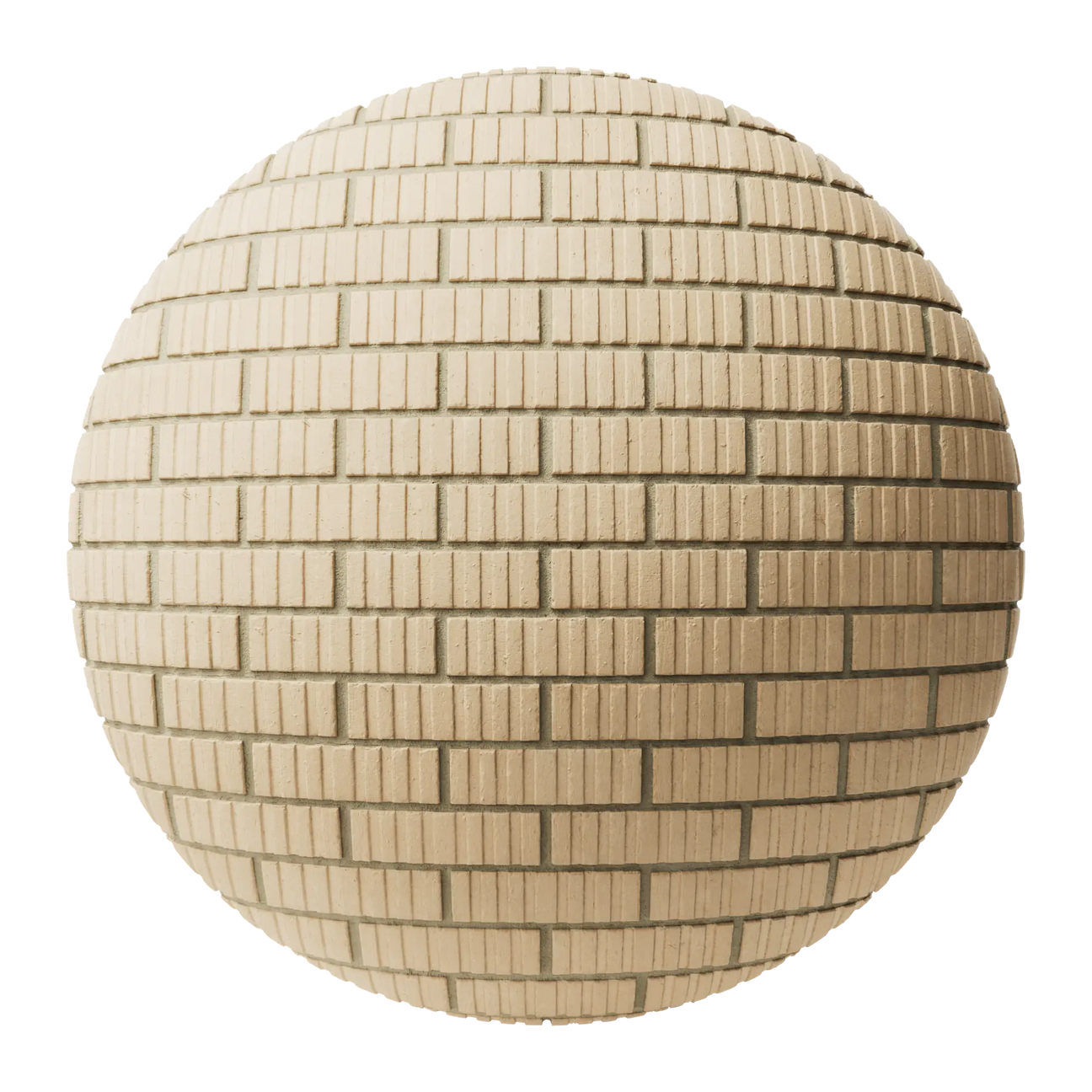 Grooved Buff Brick Facade Running Bond PBR Texture - Sphere Swatch Preview | Superellipse