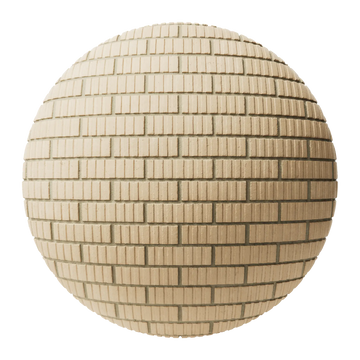 Grooved Buff Brick Facade Running Bond PBR Texture - Sphere Swatch Preview | Superellipse
