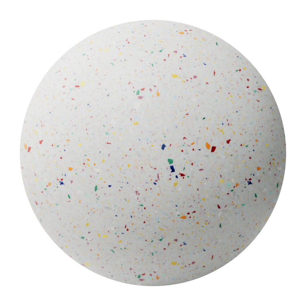 Multi Colour Recycled Terrazzo Plastic PBR Texture - Sphere Swatch Preview | Superellipse
