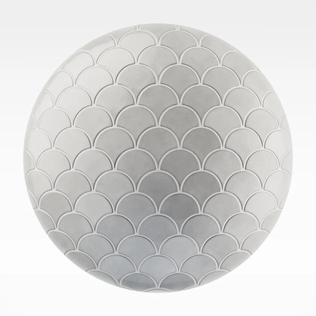 Ash Gloss Scallop Porcelain Tile PBR Texture - Sphere Swatch Preview | Superellipse