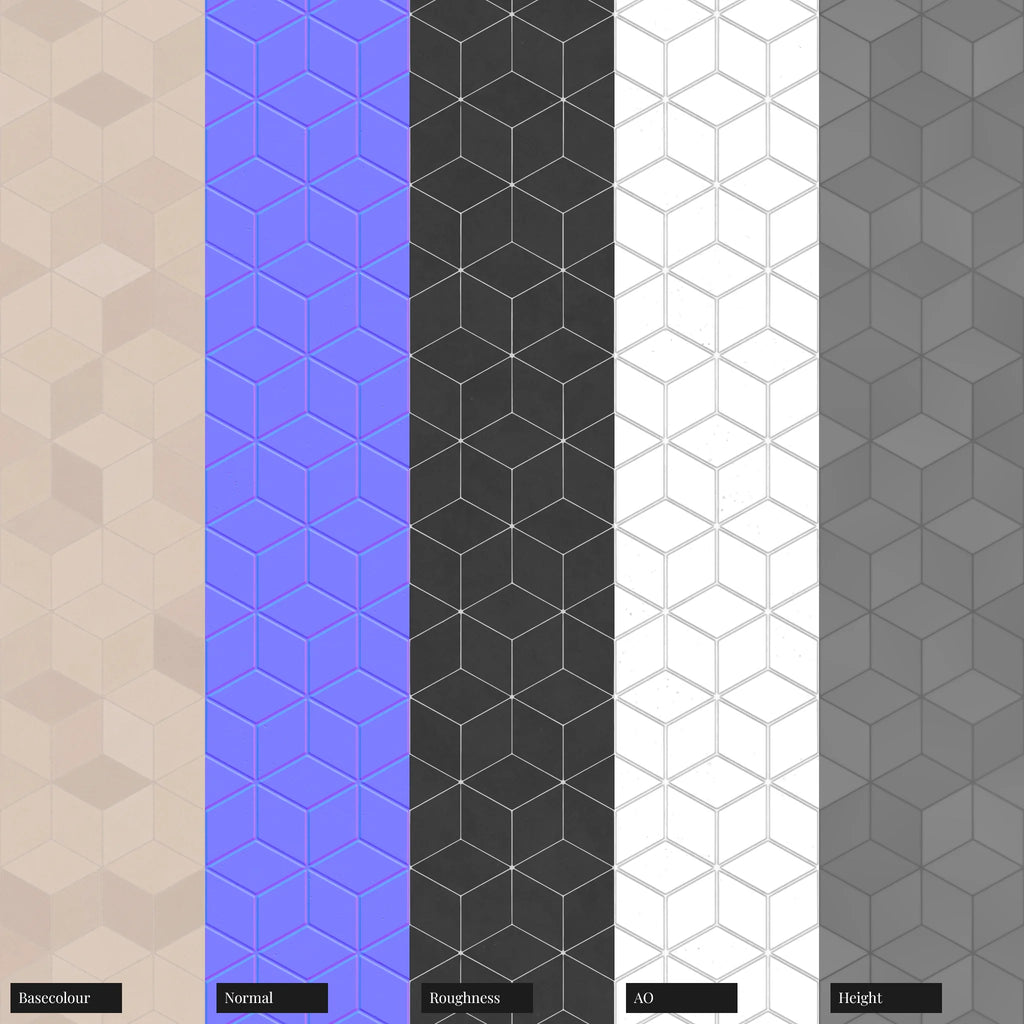 Diamond Matte Soft Beige Tile PBR Texture - Example Scene Visualization | Superellipse