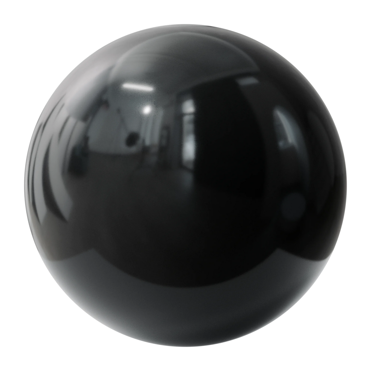 Graphite Black High Gloss Finish Plastic PBR Texture - Sphere Swatch Preview | Superellipse