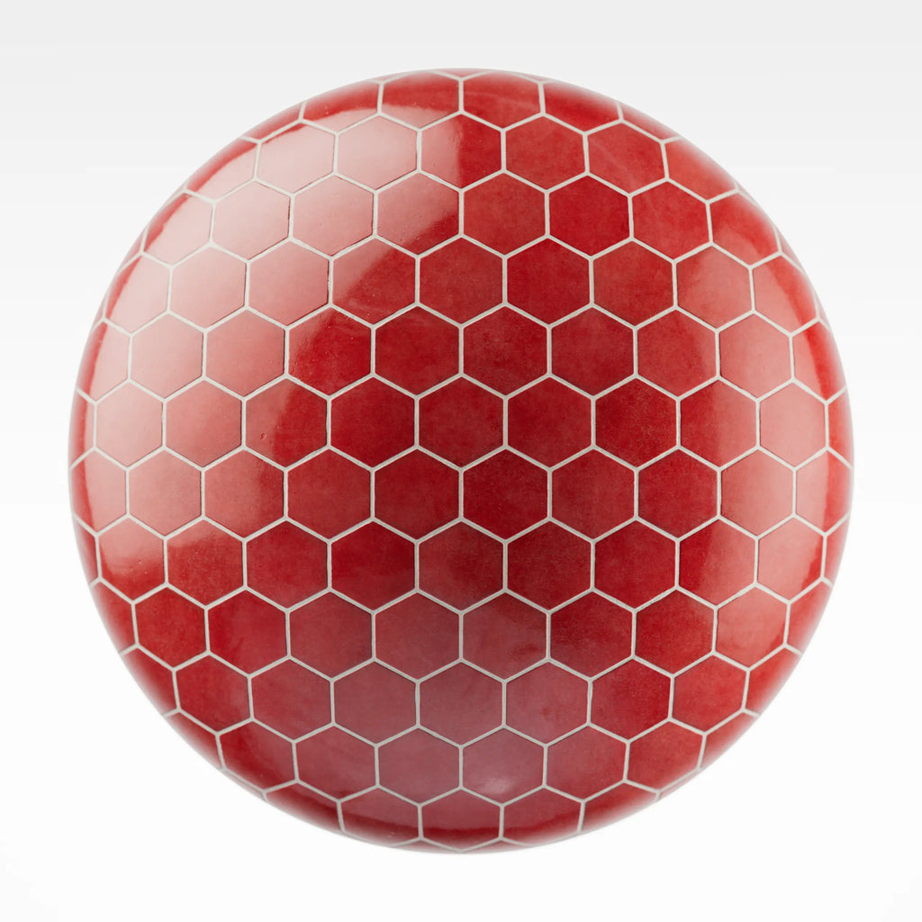 Zellige Salsa Red Hex Tile PBR Texture - Sphere Swatch Preview | Superellipse