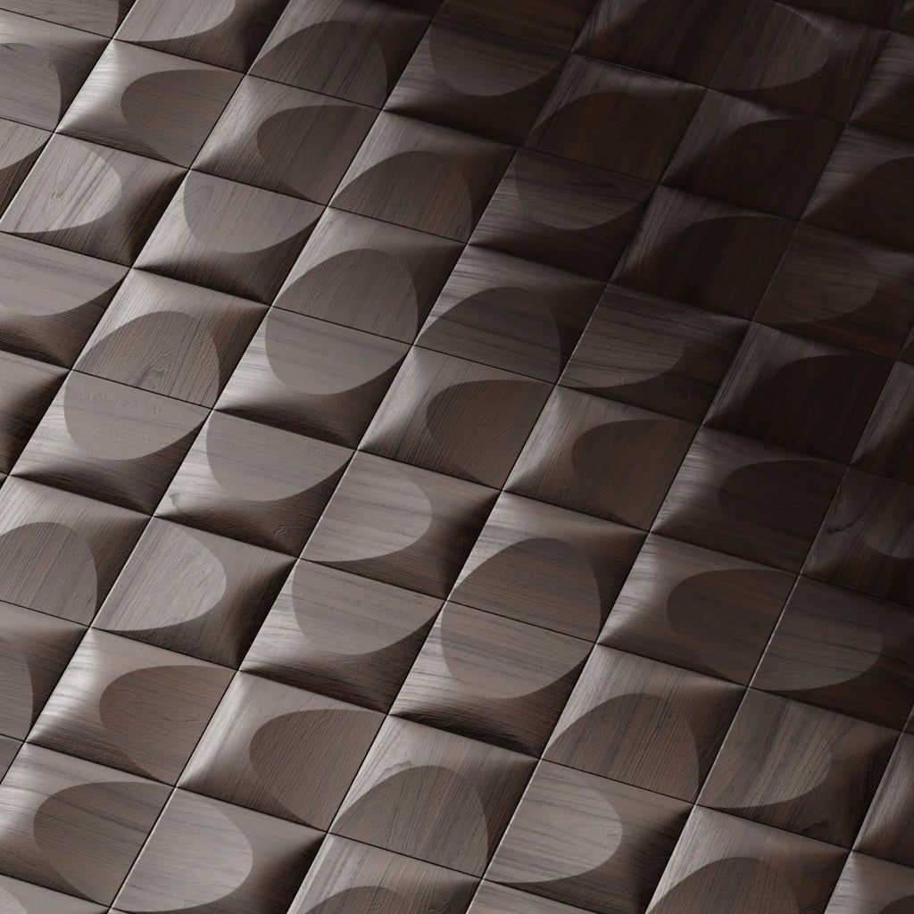 Arch Surface Walnut Wood Panel PBR Texture - Example Scene Visualization | Superellipse
