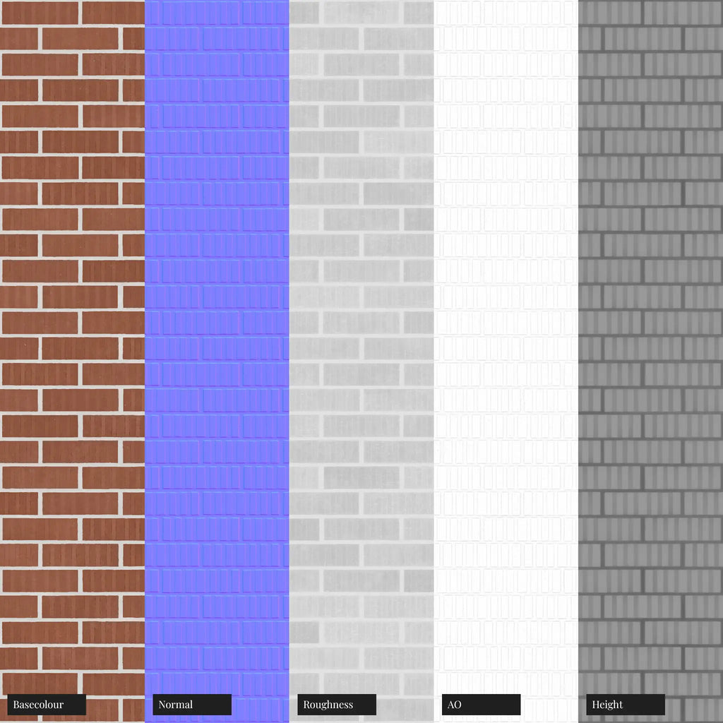 Grooved Red Clay Brick Facade Running Bond PBR Texture - Example Scene Visualization | Superellipse