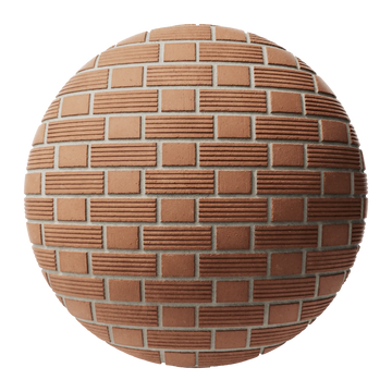 Long Grooved Red Clay Brick Flemish Bond PBR Texture - Sphere Swatch Preview | Superellipse