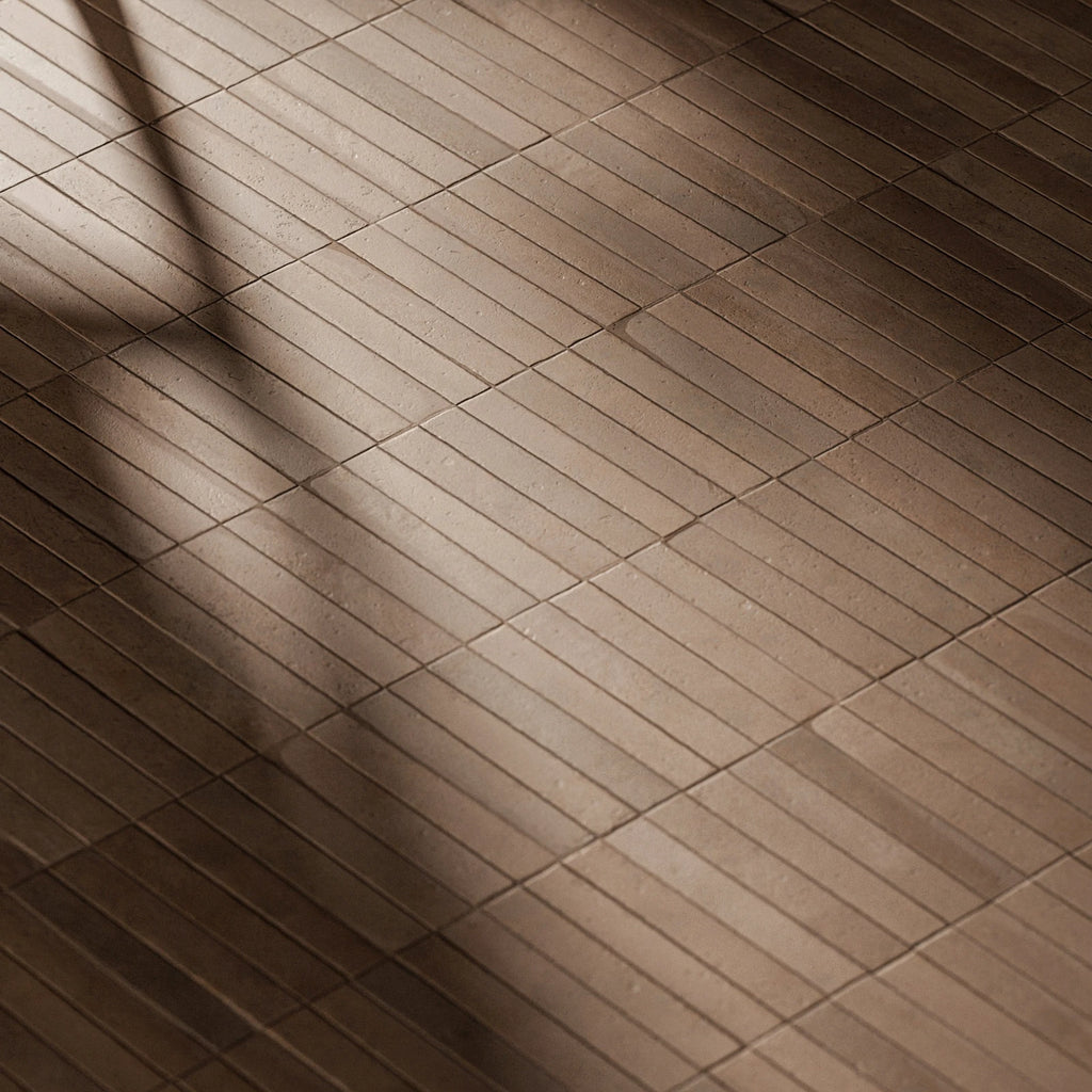 Terracotta Dusted Clay Slim Tiles PBR Texture - Example Scene Visualization | Superellipse