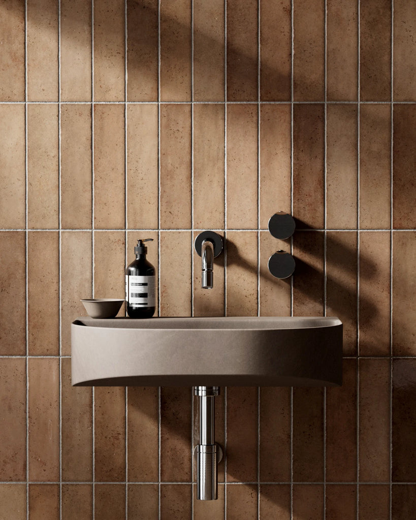 Hoxton Burnt Orange Stacked Tile PBR Texture - Example Scene Visualization | Superellipse