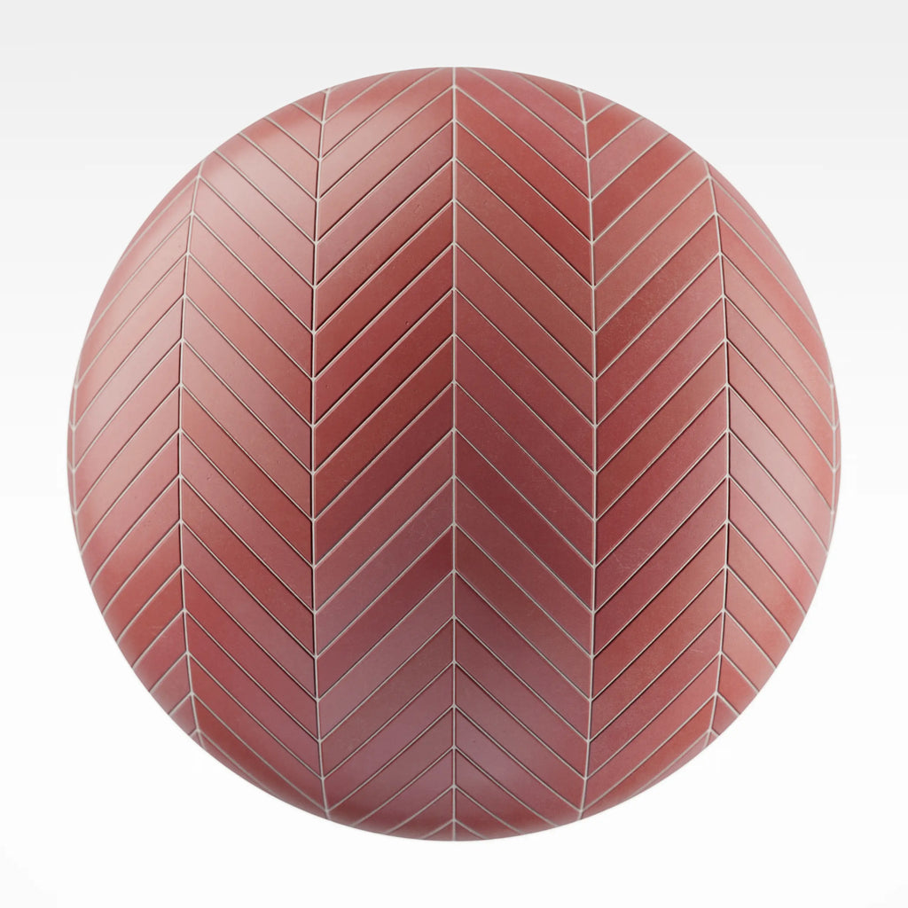 Chevron Rose Velvet Matte Tile PBR Texture - Sphere Swatch Preview | Superellipse