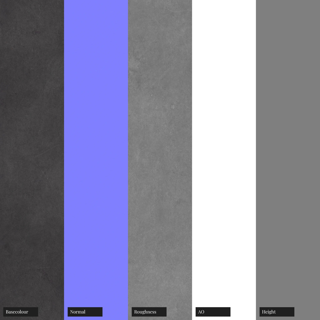 Black Pigmented Cast Concrete PBR Texture - Example Scene Visualization | Superellipse