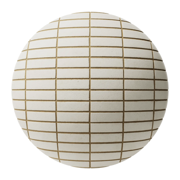 Porcelain White Smooth Stack Bond Brick PBR Texture - Sphere Swatch Preview | Superellipse