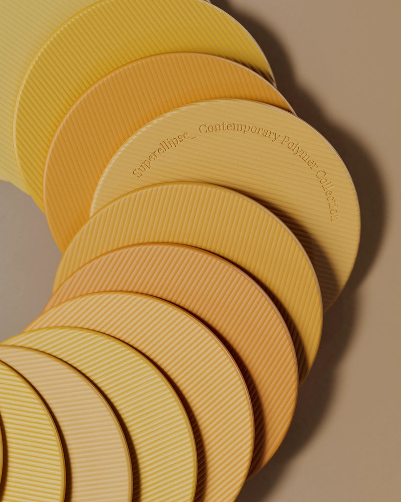 3D Printed Yellow Plastic Linear Grooves PBR Texture - Example Scene Visualization | Superellipse