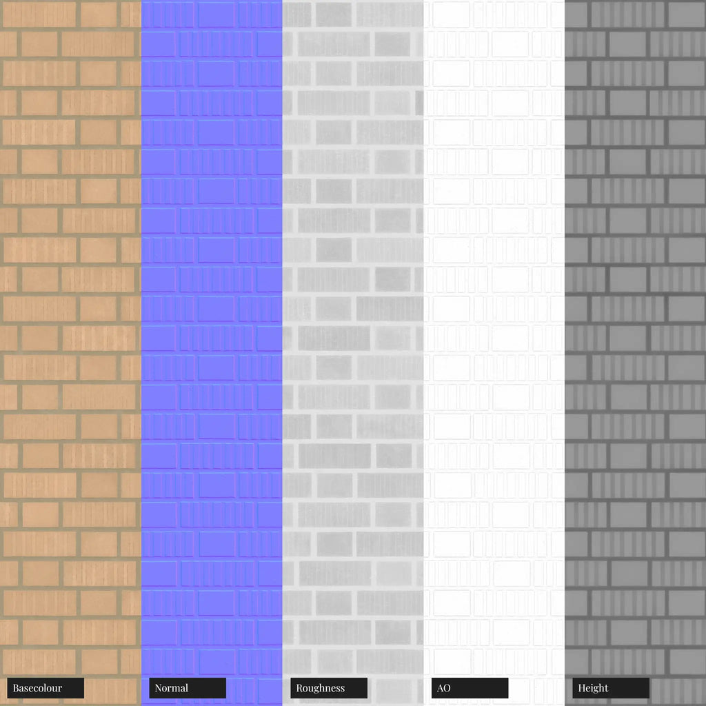 Grooved Buff Brick Facade Flemish Bond PBR Texture - Example Scene Visualization | Superellipse